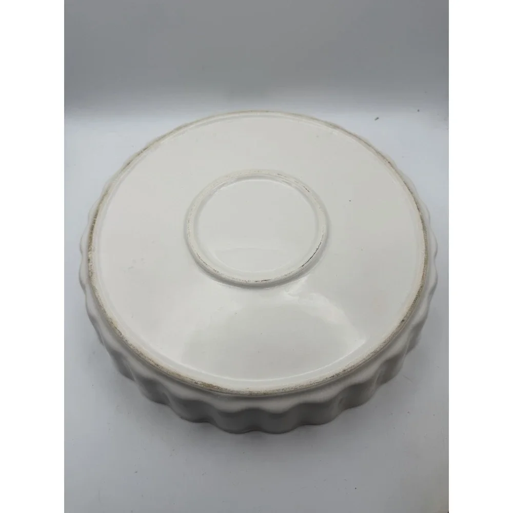 Vintage White Fluted Ceramic Quiche Tart Baking Dish Pie Pan Bakeware